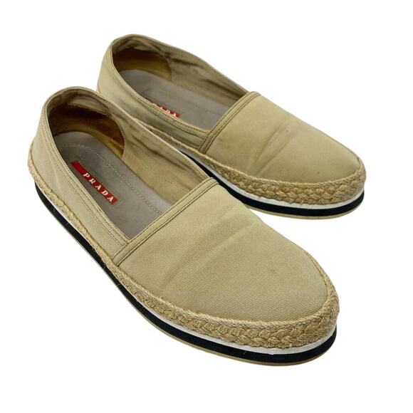 Prada Shoes - Prada Tan Canvas Espadrille Loafers Women's Size EU 37.5/US Size 7.5 VGUC1